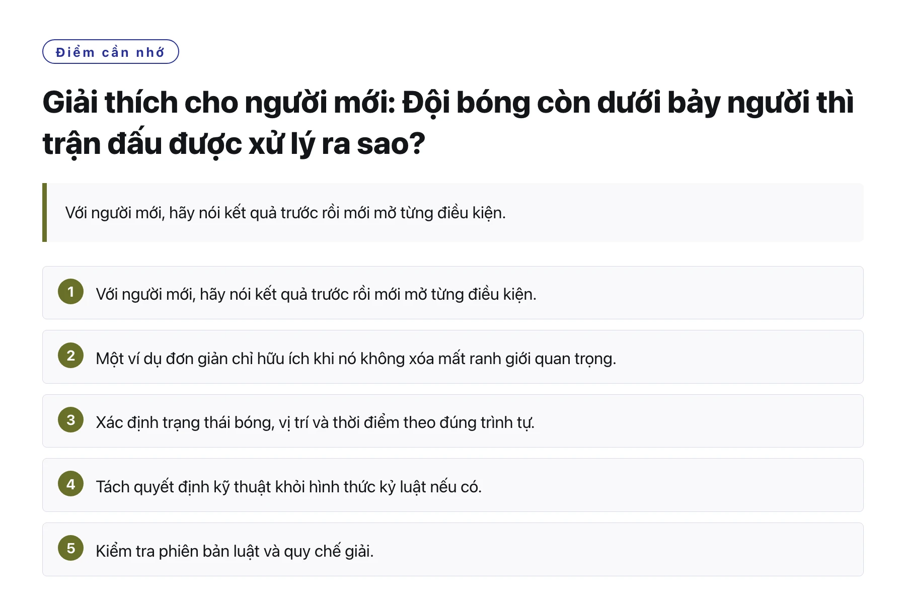 Giải thích cho người mới: Đội bóng còn dưới bảy người thì trận đấu được xử lý ra sao?——全文要点速览